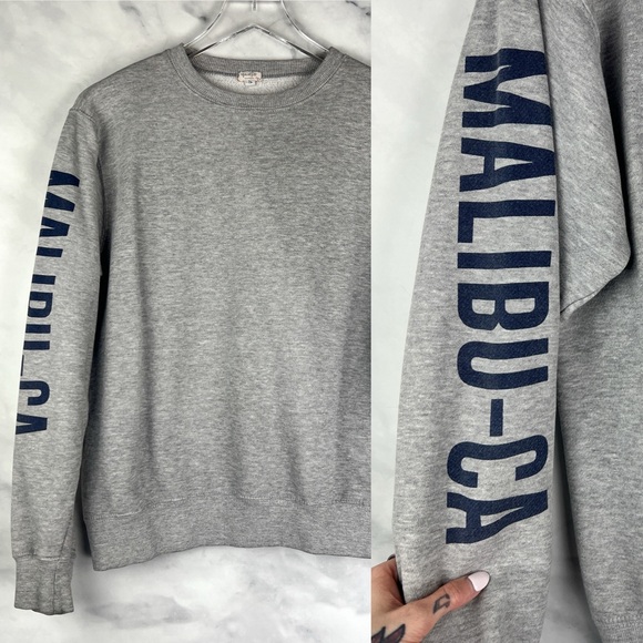 Brandy Melville Tops - Brandy Melville John Galt Malibu CA Spell-out Crewneck Pullover Sweatshirt S